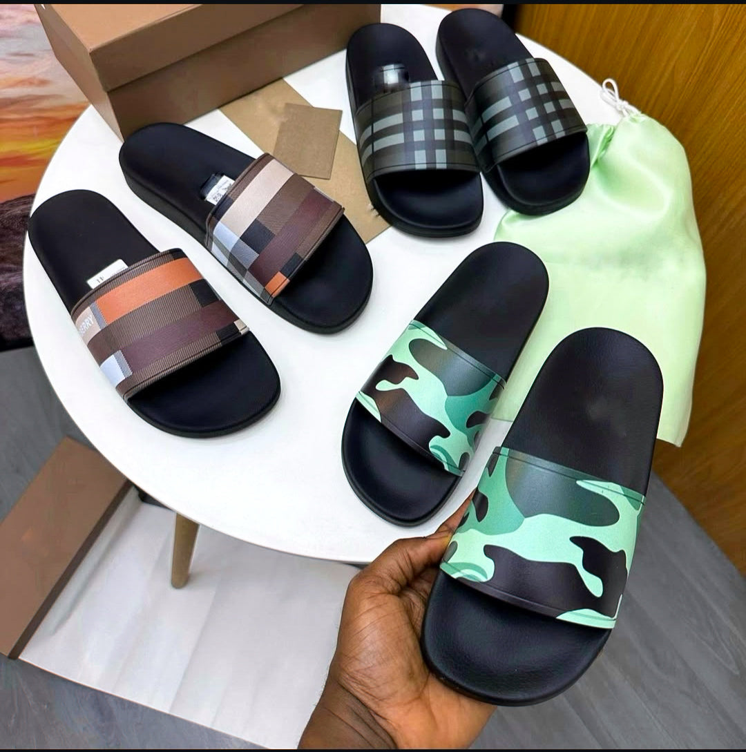 HDD55 Green Burberry luxury slides (Runs small, take one size up)